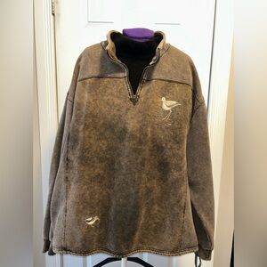 Jackye Mills Vintage Brown Tye Dye Quarter-Zip Pullover with Embroidered Design